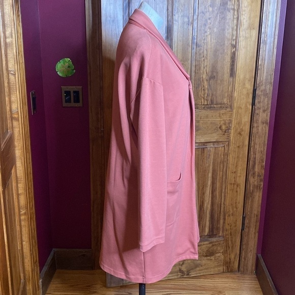 Blush Pink Rose Long Cozy Duster Cardigan with Pockets Sz M - Picture 6 of 10